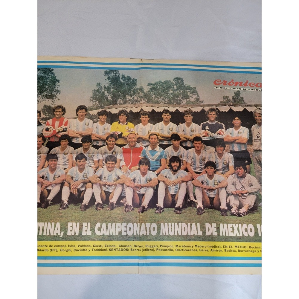 Vintage 1986 Argentina World Cup Team Poster Maradona Cronica Mexico 86